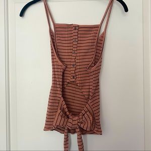 Thick & Flattering Stripe Tank with Cutout & Tie Back - Only worn once!